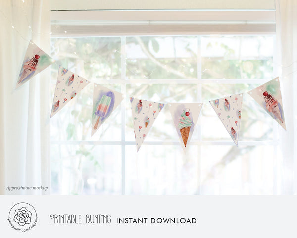 Ice Cream Bunting Set - Printable Digital Download by Greengate Images