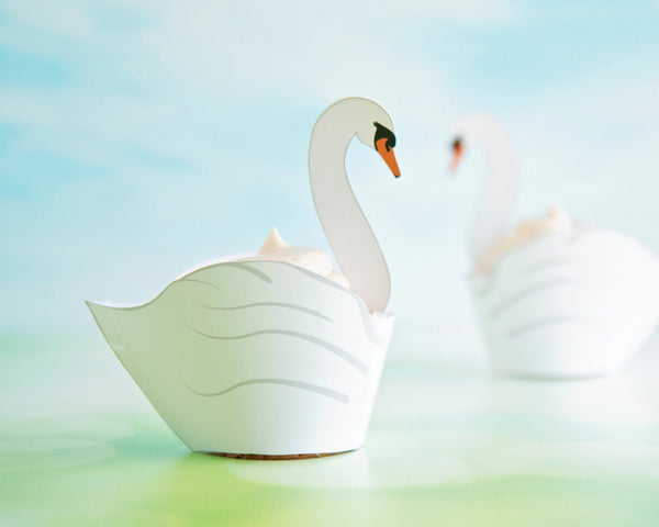 White Swan Cupcake Wrappers - Printable Digital Download by Greengate Images