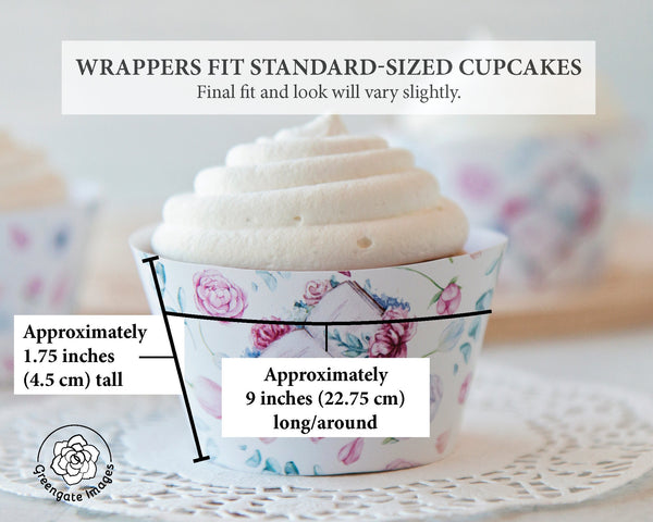 Floral Book Cupcake Wrapper - Printable Digital Download by Greengate Images