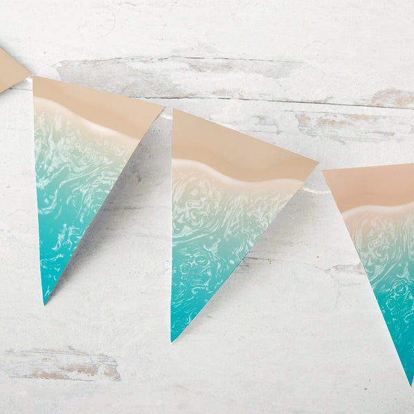Turquoise Beach Shoreline Bunting - Printable Digital Download by Greengate Images