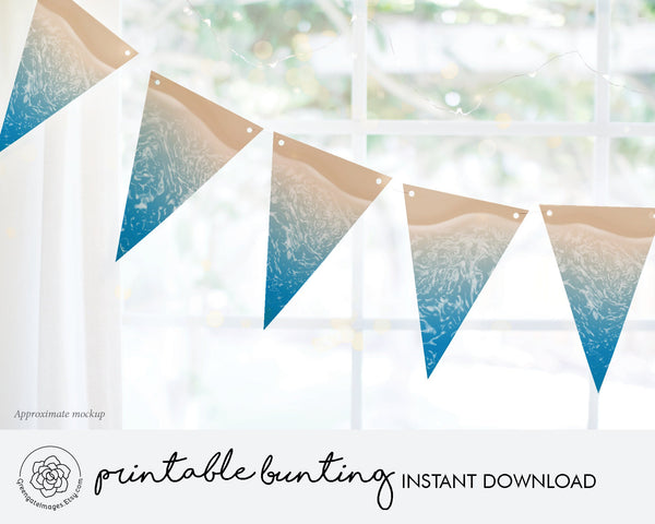 Blue Beach Shoreline Bunting - Printable Digital Download by Greengate Images