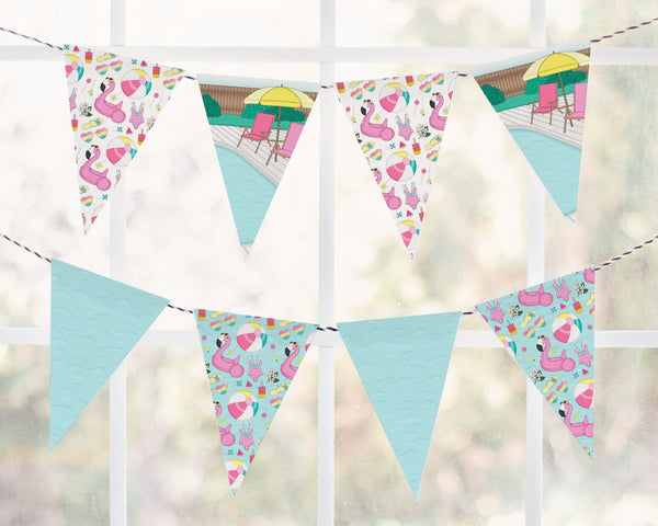 Swimming Pool Party Bunting Set - Printable Digital Download by Greengate Images