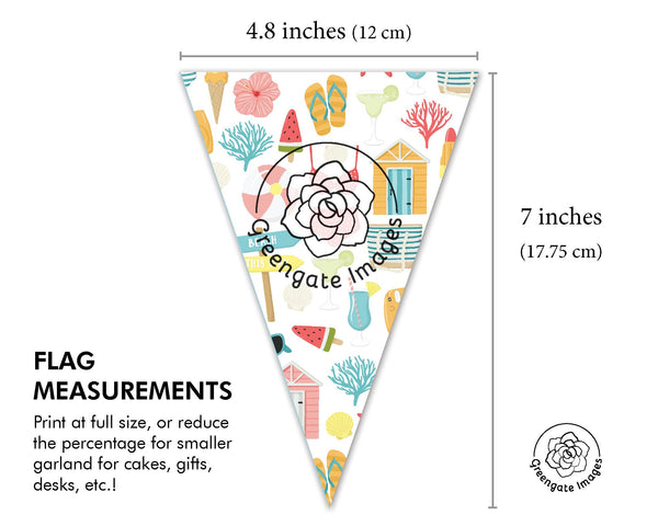 Cute Beach Pattern Bunting - Printable Digital Download by Greengate Images