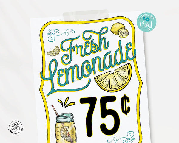 Fresh Lemonade Sign - Printable Digital Download by Greengate Images