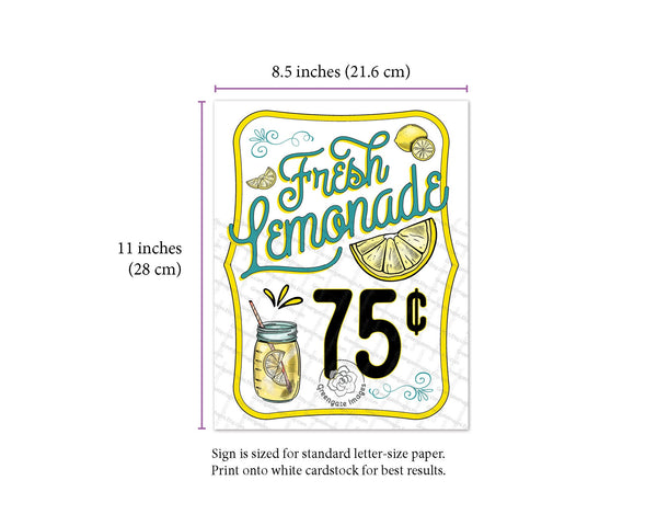 Fresh Lemonade Sign - Printable Digital Download by Greengate Images