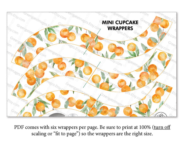 MINI Oranges Cupcake Wrapper - Printable Digital Download by Greengate Images