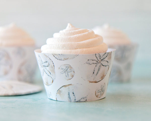 Sand Dollar Cupcake Wrapper - Printable Digital Download by Greengate Images
