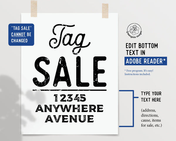 8.5x11" Tag Sale Signs - Printable Digital Download by Greengate Images