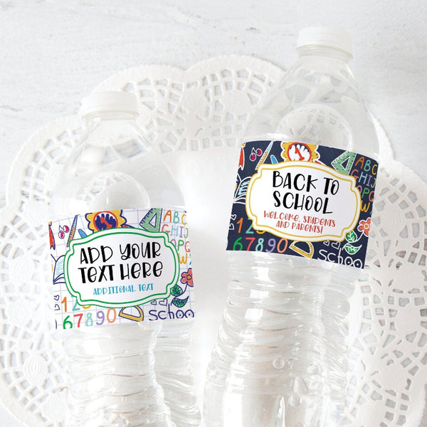 School Doodles Water Bottle Labels - Printable Digital Download by Greengate Images