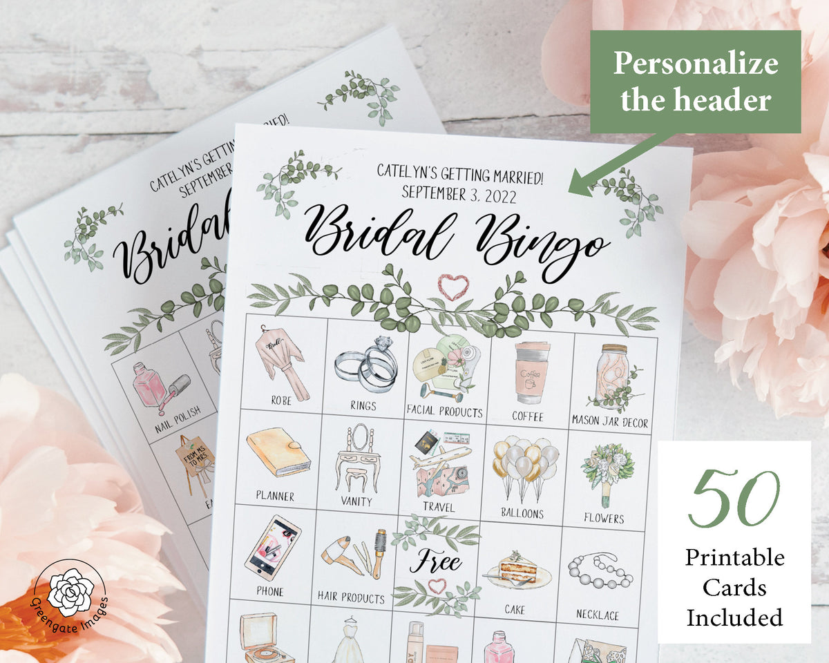 Greenery Bridal Bingo Cards – Greengate Images