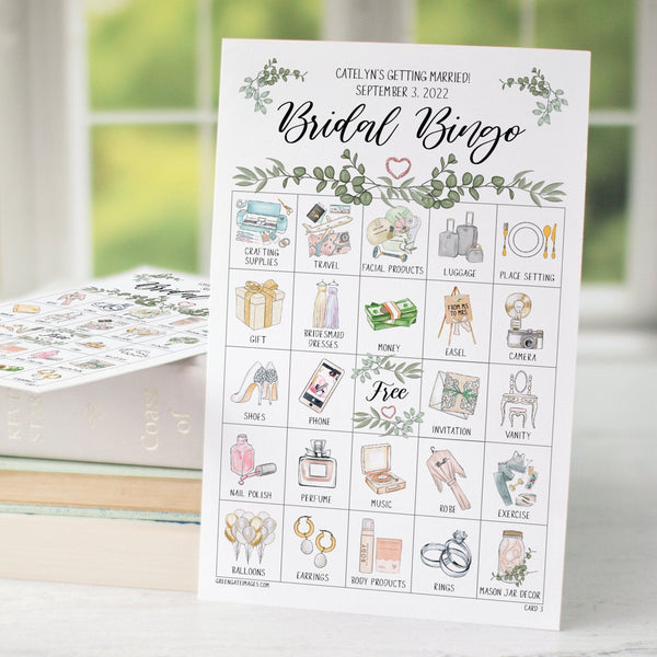 Greenery Bridal Bingo Cards - Greengate Images