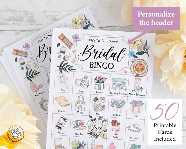 Tea Party Bridal Shower Bingo Cards - Greengate Images