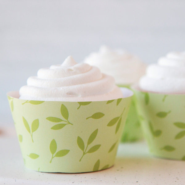 Green Leaves Cupcake Wrapper - Printable Digital Download by Greengate Images