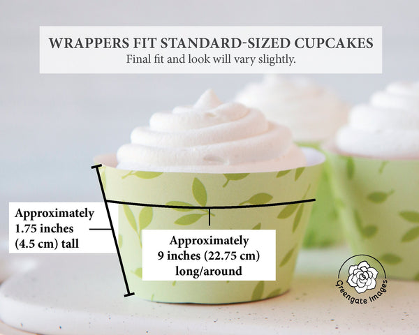 Green Leaves Cupcake Wrapper - Printable Digital Download by Greengate Images