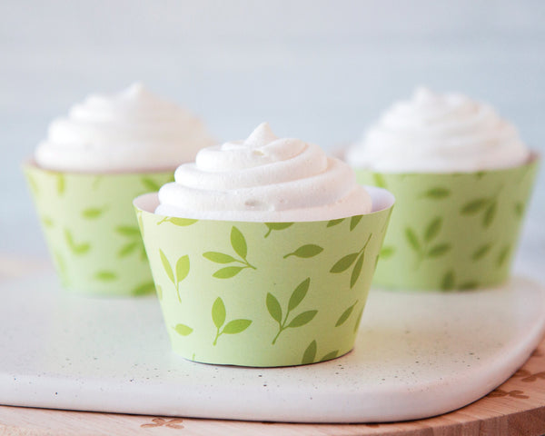 Green Leaves Cupcake Wrapper - Printable Digital Download by Greengate Images