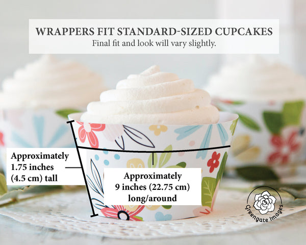 Colorful Floral Cupcake Wrapper - Printable Digital Download by Greengate Images