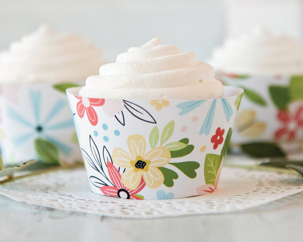 Colorful Floral Cupcake Wrapper - Printable Digital Download by Greengate Images