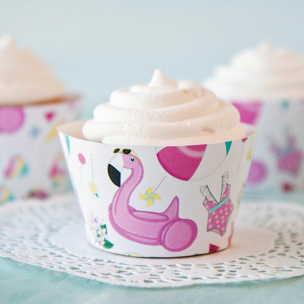 Swimming Pool Cupcake Wrapper - Printable Digital Download by Greengate Images
