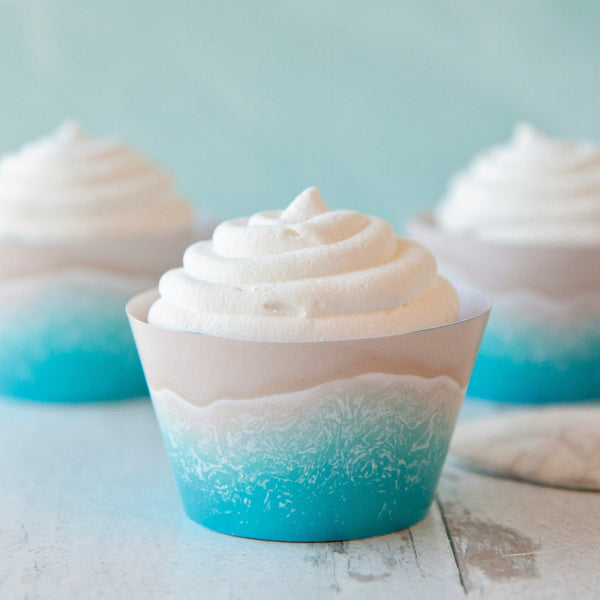 Turquoise Beach Cupcake Wrapper - Printable Digital Download by Greengate Images