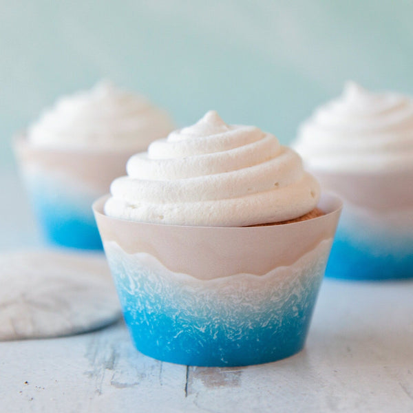 Blue Beach Cupcake Wrapper - Printable Digital Download by Greengate Images