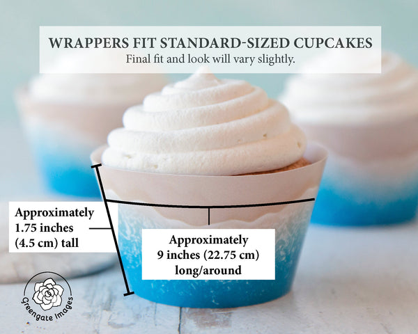 Blue Beach Cupcake Wrapper - Printable Digital Download by Greengate Images