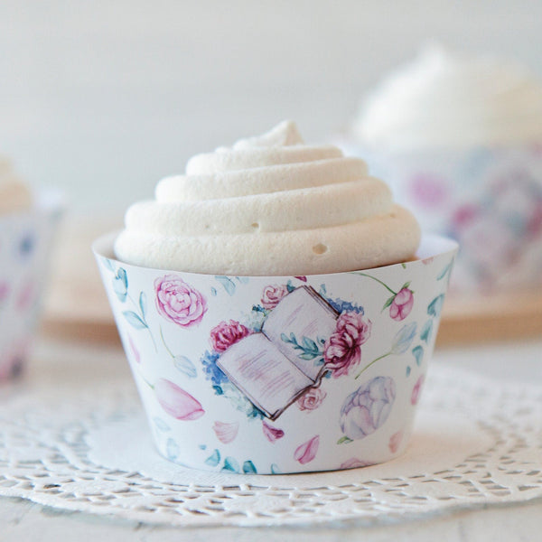 Floral Book Cupcake Wrapper - Printable Digital Download by Greengate Images