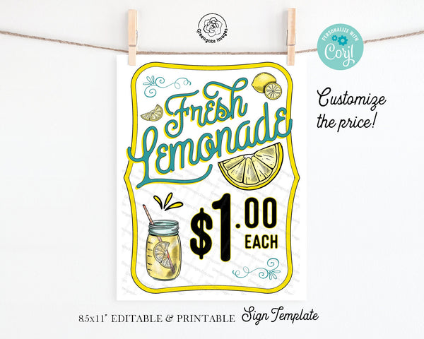 Fresh Lemonade Sign - Printable Digital Download by Greengate Images