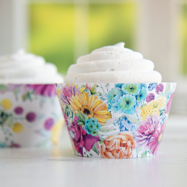 Fiesta Floral Cupcake Wrappers - Printable Digital Download by Greengate Images