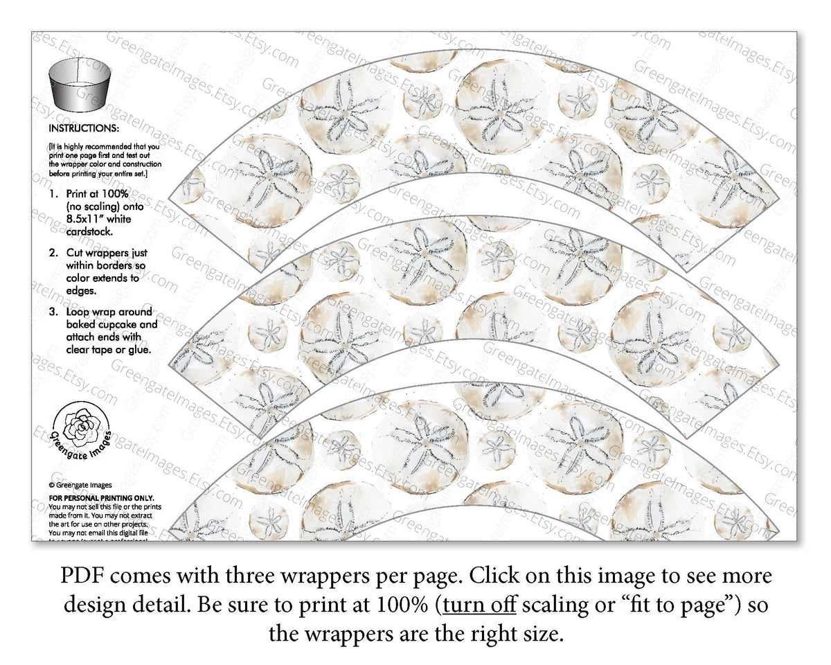 Sand Dollar Cupcake Wrapper Greengate Images