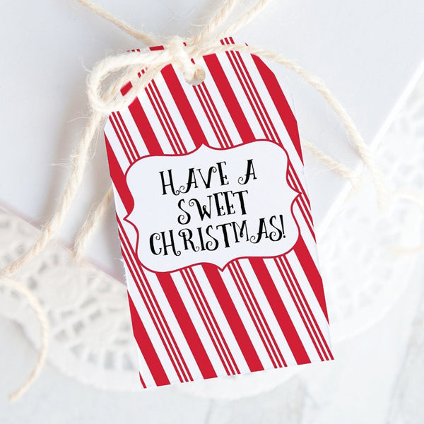 Candy Cane Striped Gift Tags - Red - Printable Digital Download by Greengate Images