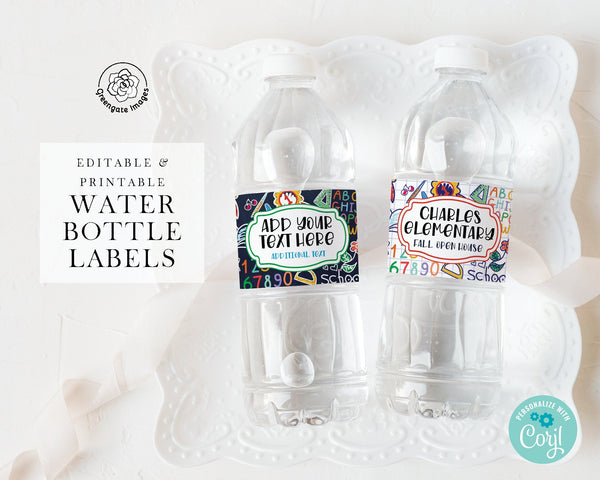 School Doodles Water Bottle Labels - Printable Digital Download by Greengate Images