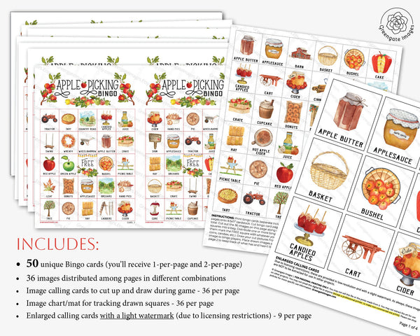 Apple Picking Bingo - Printable Digital Download by Greengate Images