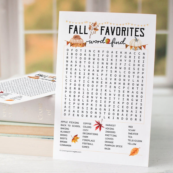 Fall Word Find - Printable Digital Download by Greengate Images