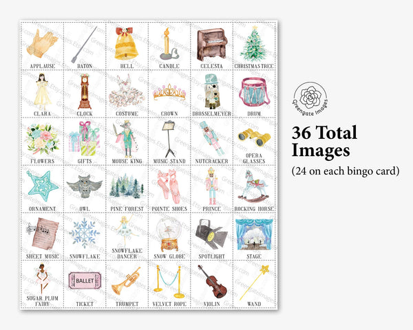 Nutcracker Bingo Cards - Printable Digital Download by Greengate Images