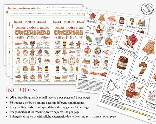 Gingerbread Bingo - Printable Digital Download by Greengate Images