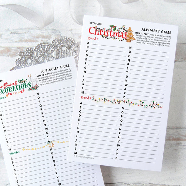 Christmas Alphabet Game 4-pack - Printable Digital Download by Greengate Images