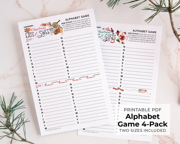 Christmas Alphabet Game 4-pack - Printable Digital Download by Greengate Images