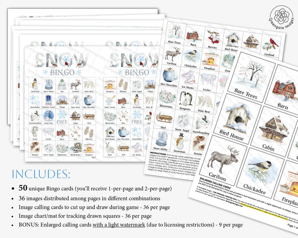 Snow Bingo - Printable Digital Download by Greengate Images