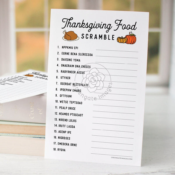 Thanksgiving Food Word Scramble - Printable Digital Download by Greengate Images