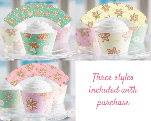 Gingerbread Christmas Cupcake Wrapper Trio - Printable Digital Download by Greengate Images