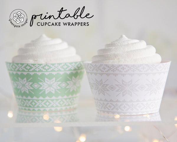 Knit Scandi Cupcake Wrappers - Printable Digital Download by Greengate Images