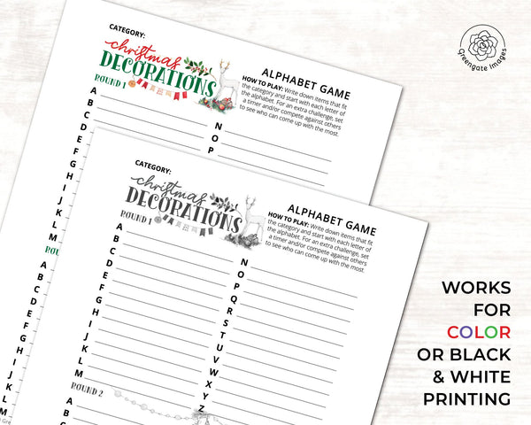 Christmas Alphabet Game 4-pack - Printable Digital Download by Greengate Images