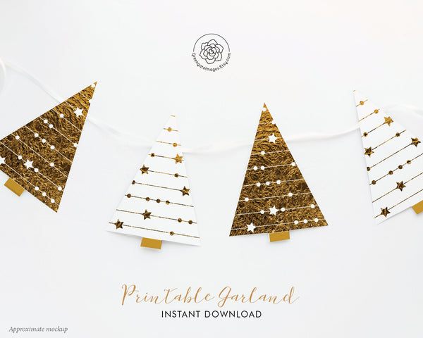 Gold Christmas Tree Garland - Printable Digital Download by Greengate Images