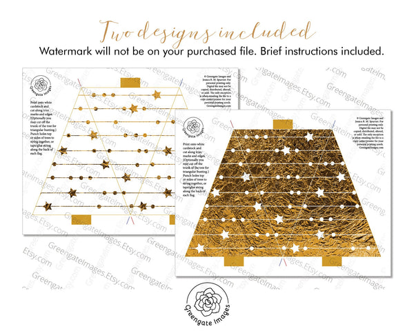 Gold Christmas Tree Garland - Printable Digital Download by Greengate Images