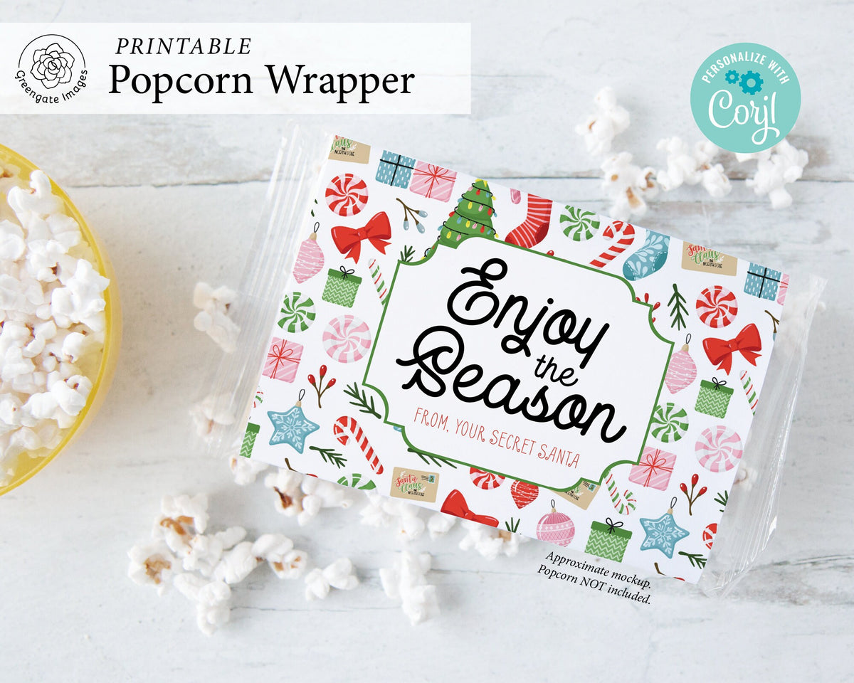 Grinch Popcorn Wrappers Editable Instant Download 