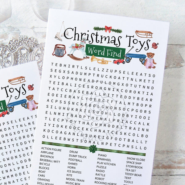 Christmas Toys Word Find - Printable Digital Download by Greengate Images