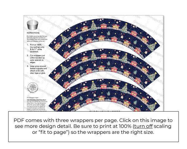 Christmas Market Cupcake Wrappers - Printable Digital Download by Greengate Images