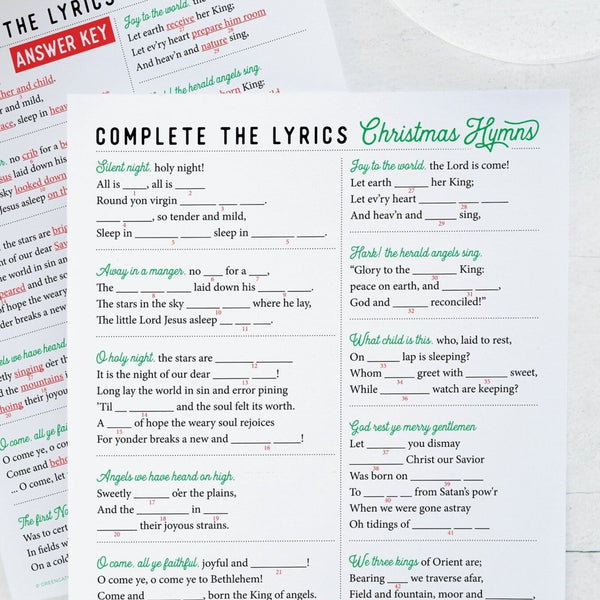 Complete the Lyrics Christmas Hymn Activity - Printable Digital Download by Greengate Images