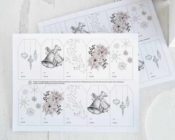 Crystal Silver Christmas Gift Tag Set - Printable Digital Download by Greengate Images