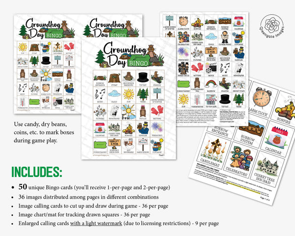 Groundhog Day Bingo - Printable Digital Download by Greengate Images
